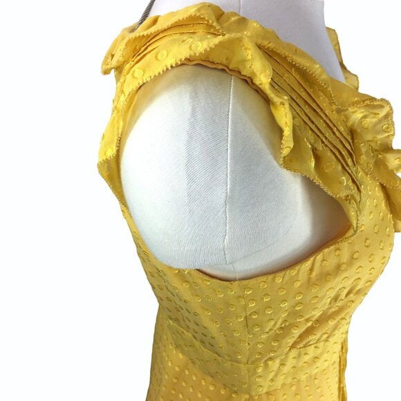Anthropologie Moulinette Soeurs Behind the Clouds Yellow Swiss Dot Dress Size 4 - Picture 8 of 14